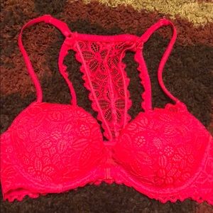 Victoria Secret, 34C padded bralette, neon red